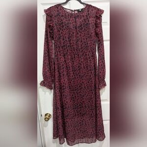Cat walk Junkie Maxi Dress Medium Long Sleeve Cheetah Leopard Animal Print